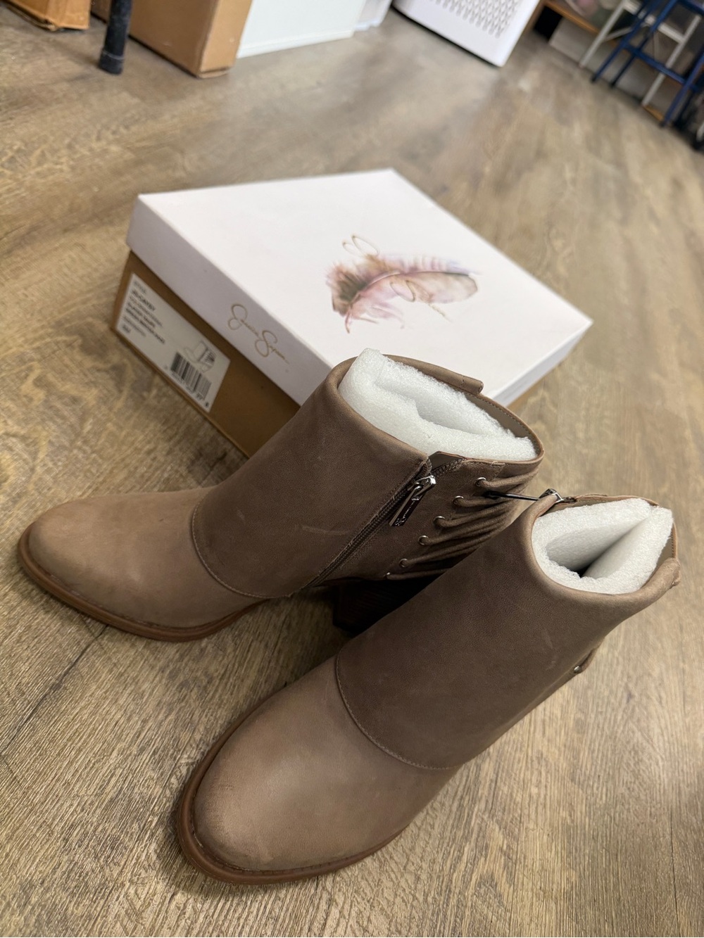 Jessica Simpson Taupe Ankle Boots with Side Zip